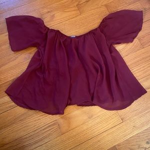 Off the shoulder maroon top